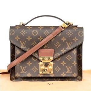Authenticated Louis Vuitton Monceau Bag Handbag Tote Travel Bag Satchel Purse